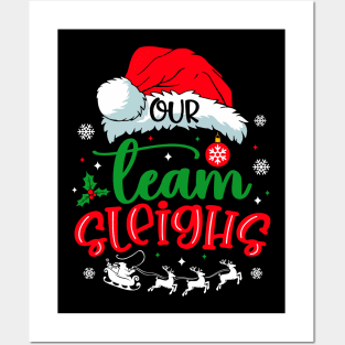 Our Team Sleighs Reindeer Santa Claus Office Staff Posters and Art